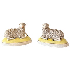 Antique Pair of Staffordshire Sheep