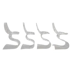 Vintage Rare set of 4 sculptural Lucite chairs by Michel Dumas