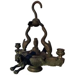Antique Pompeiian Oil-Burning Hanging Lamp