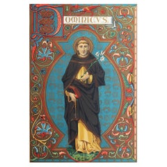 Original Antique Illuminated Print of St Dominic C.1880