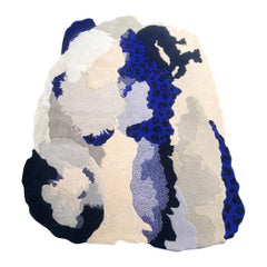 Nocturne Terrain rug in organic shape with colors of Gray and Blue