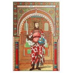 Original Antiker beleuchteter Originaldruck des Heiligen Ferdinand. C.1880