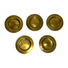 5 Messingteller Hollywood Regency Vintage 1960er Wüstengold Art Nouveau Tisch
