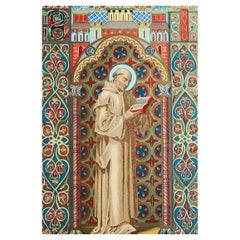 Impression originale enluminée de Saint Bruno de Cologne C.1880