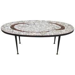 Mid-Century Tile Mosaic Top Coffee Table