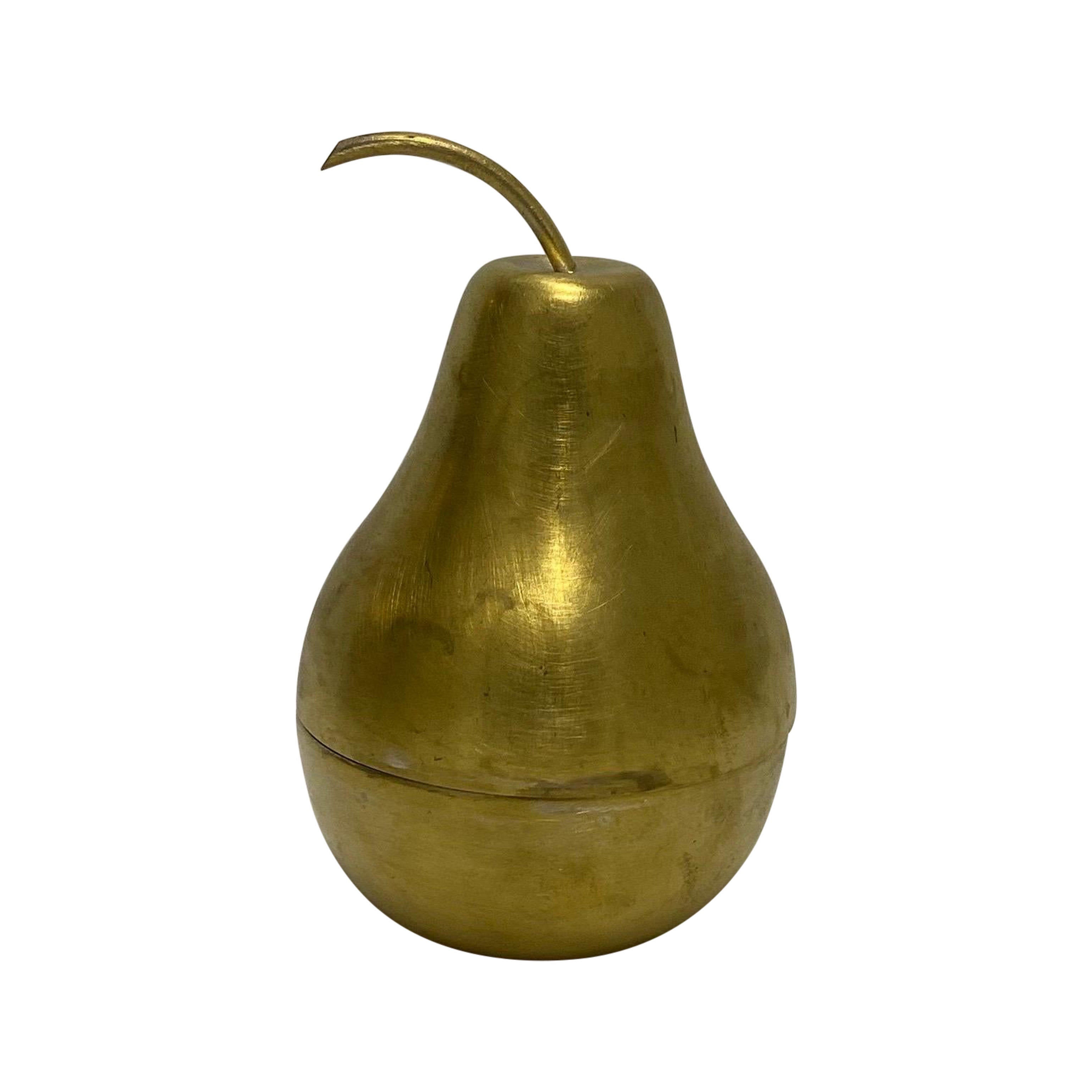 Teghini Firenze Small Pear Ice Bucket Brass Aluminium Steel Drinks 1960s Vintage For Sale