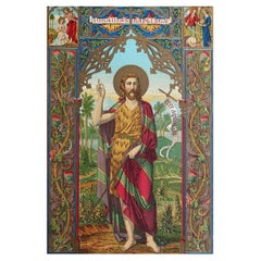 Original Antique Illuminated Print of St John The Baptist. C.1880