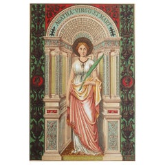 Original Antique Illuminated Print of St Agatha C.1880