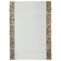 20th Century Brutalist Brass Mirror, attributed to Luciano Frigerio, Italy