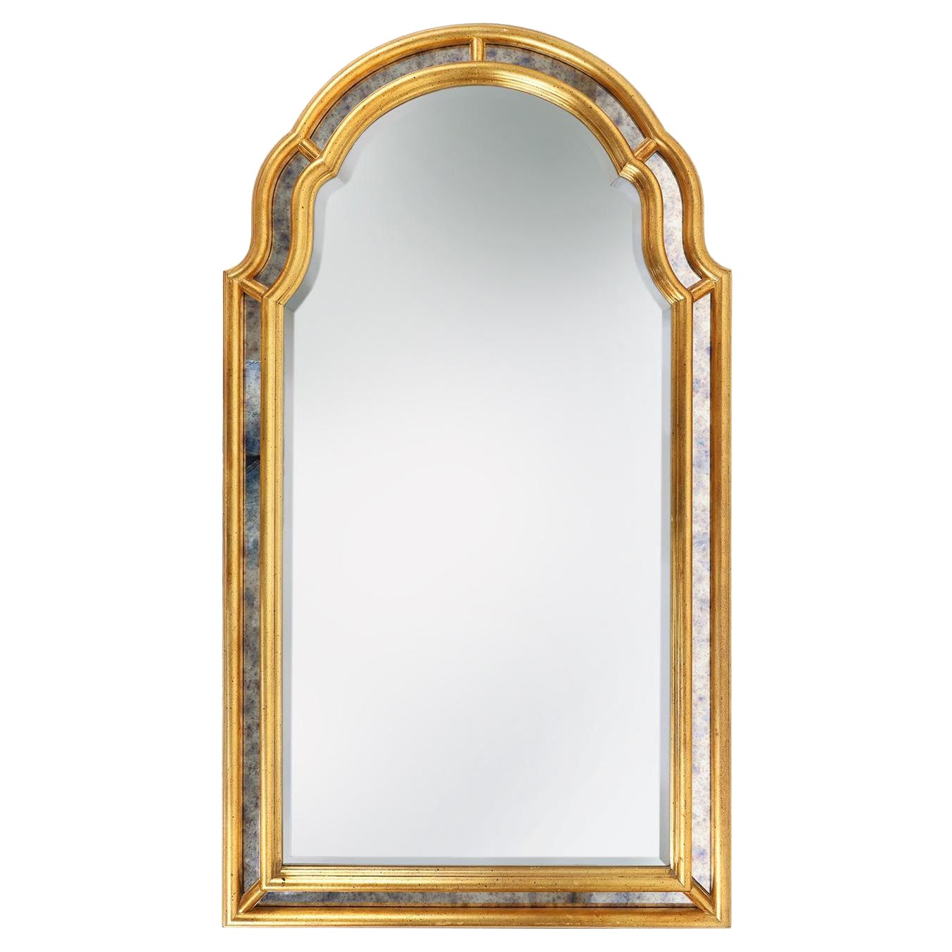 Miroir français de style Louis Philip décoré de verre miroir fumé