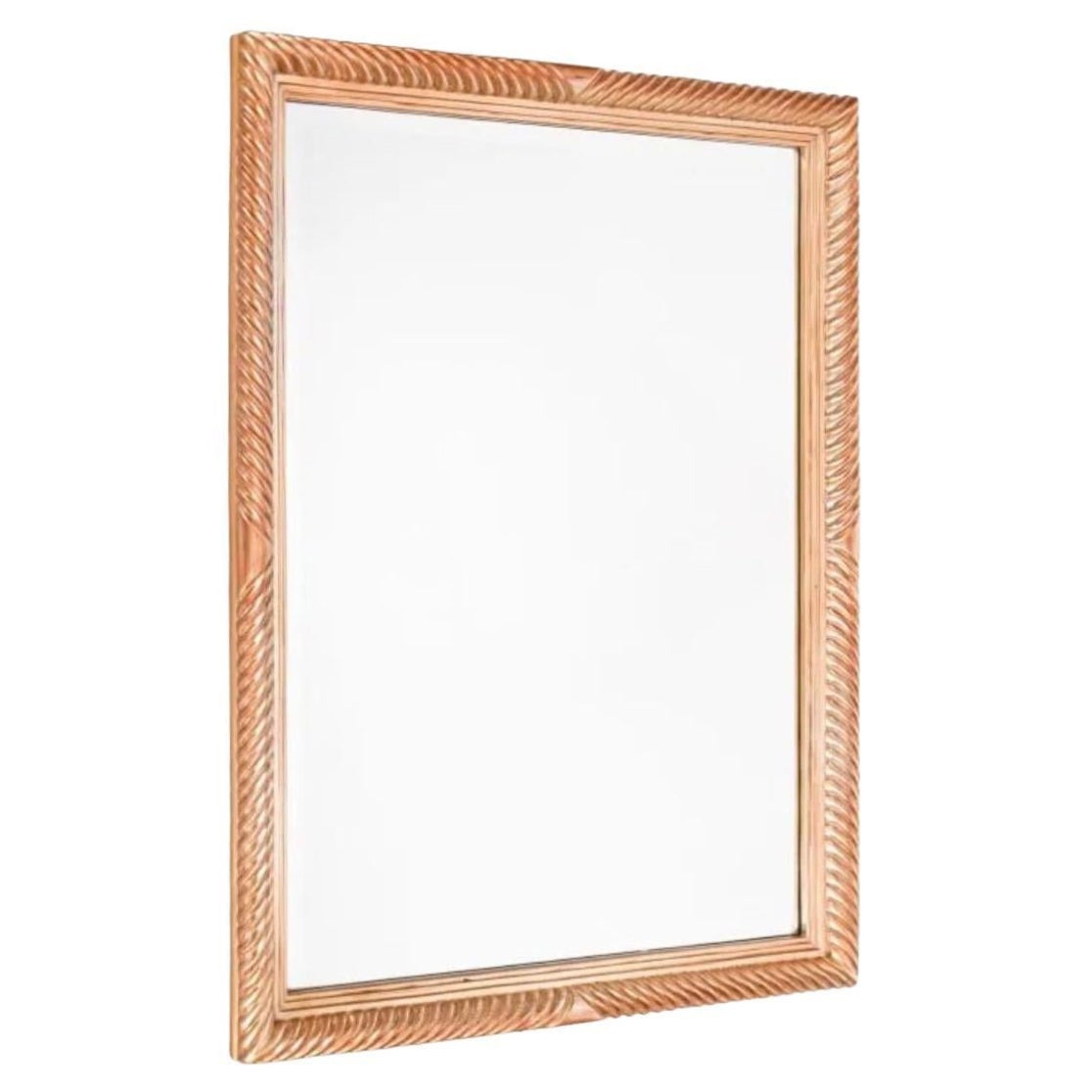 Hand Carved Italian Gilt Rope Beveled Mirror