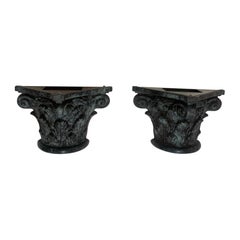 Bronze Korinthische Säule Postmoderne Wandleuchten Wandleuchter Vintage 1980er Jahre Gotisch