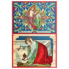 Original Antique Illuminated Print of Mary Magdalene. C.1880