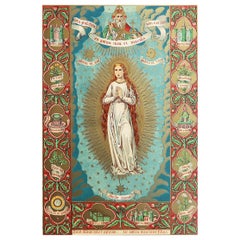 Original Antique Illuminated Print of The Virgin Mary. C.1880