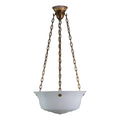 Embossed Matte White Milk Glass Dish Pendant Light