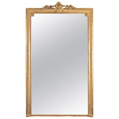 French 19th century Louis XVI gold leaf mirror with foliate decorations