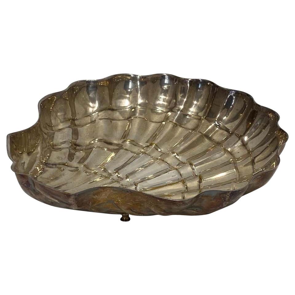 Shell empty pocket, brass, silver plated, Spain, 1970 For Sale at 1stDibs