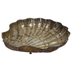 Vintage Large Silver Plated Sea Shell Plate Hollywood Regency Art Deco Italian 1970s