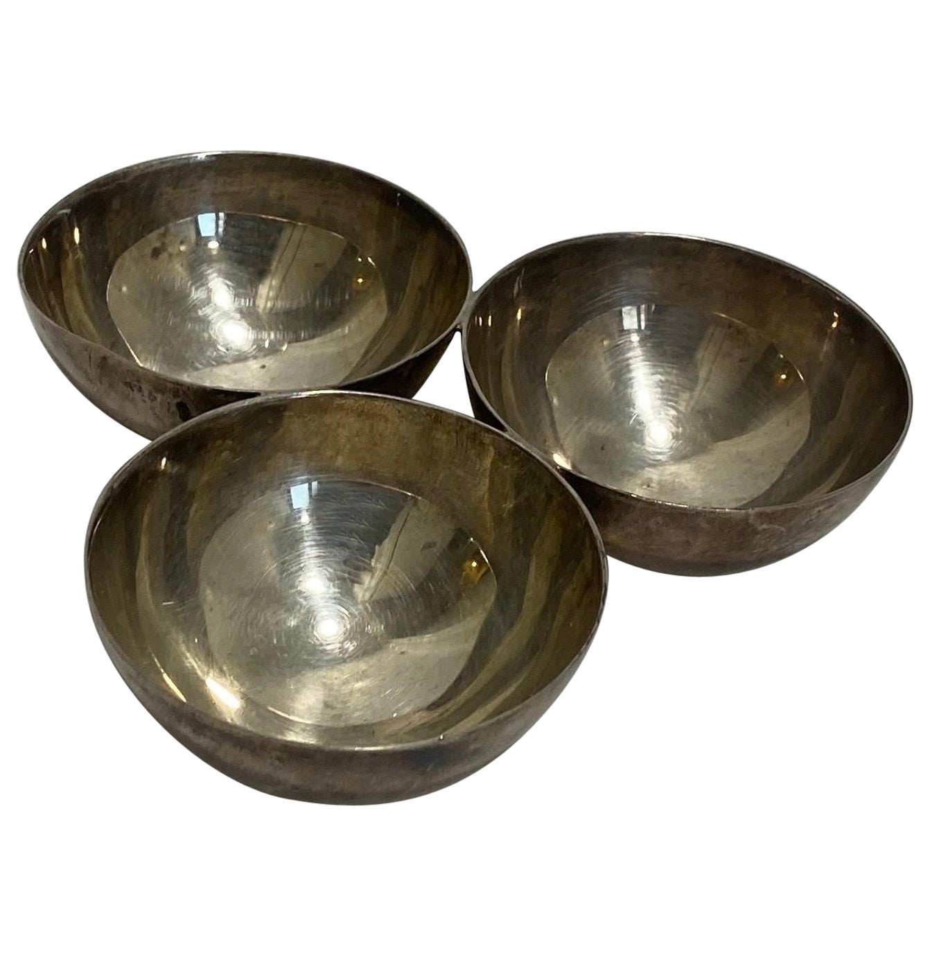 Silver Plated Triple Table Bowl Art Deco 1940s Salt & Pepper Sauce Egg Cup