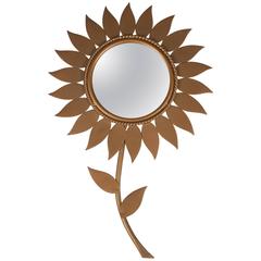 Gold-Painted Metal Flower Mirror by Chaty