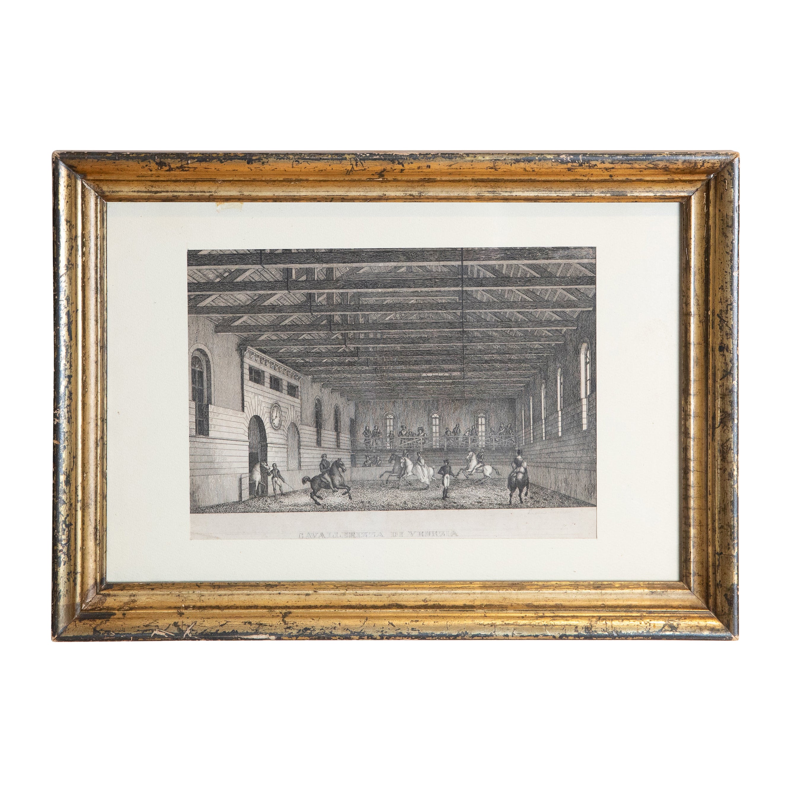 Italian, Venezia, Giltwood Framed Engraving, "Cavallerriza Di Venezia", ca. 1825