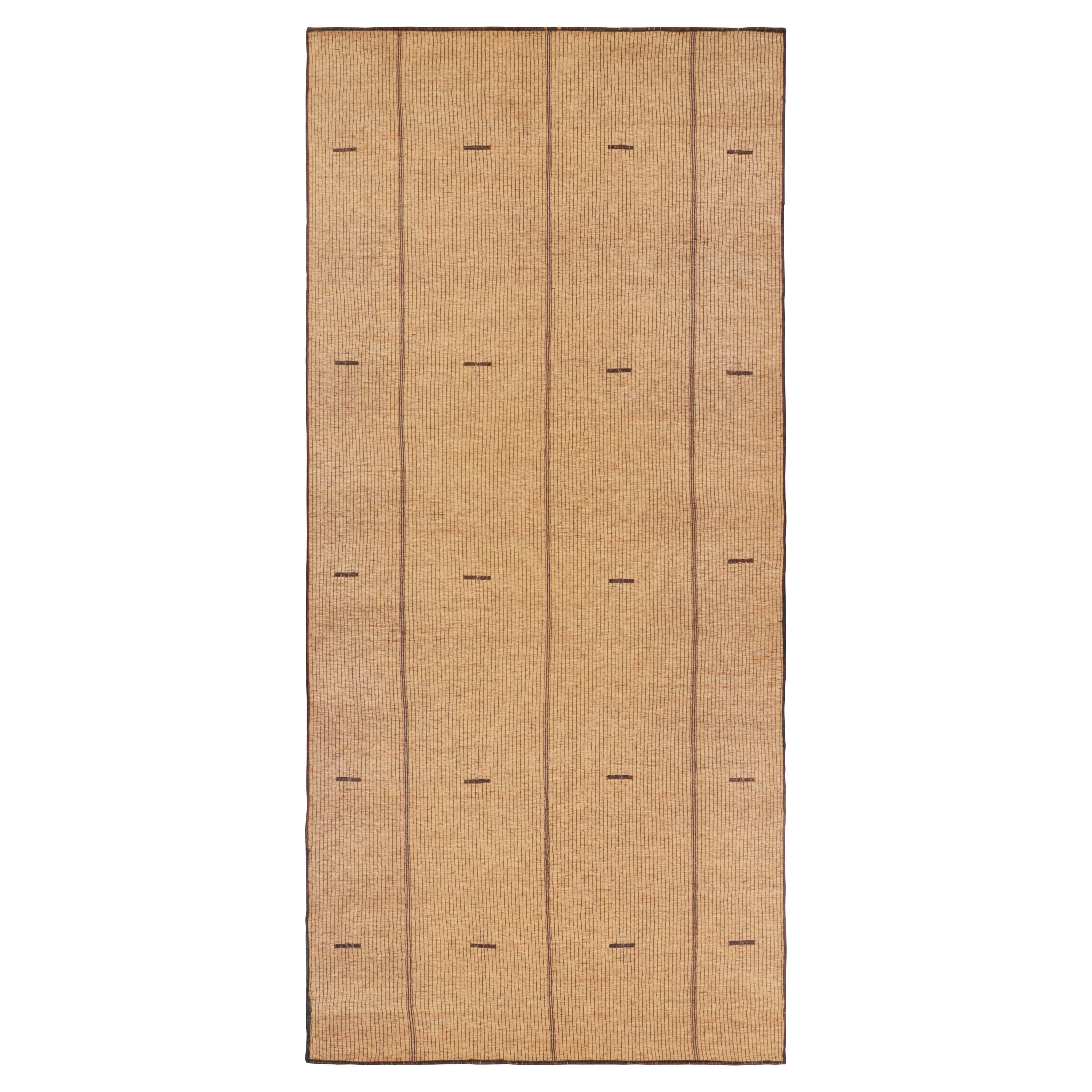 Tapis touareg vintage surdimensionné à rayures beige-brun - Rug & Kilim