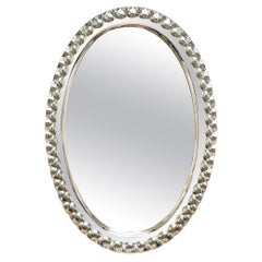 Crystal Art Italian Large Oval Double Beveled Mirror, Italien 1950s