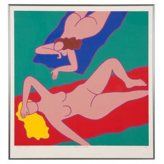 Large 1983 Dan May Screenprint "Nudes on Towels"