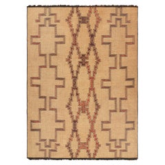 Alfombra Tuareg Vintage Sobredimensionada, Motivos Geométricos Marrones y Rojos - Rug & Kilim