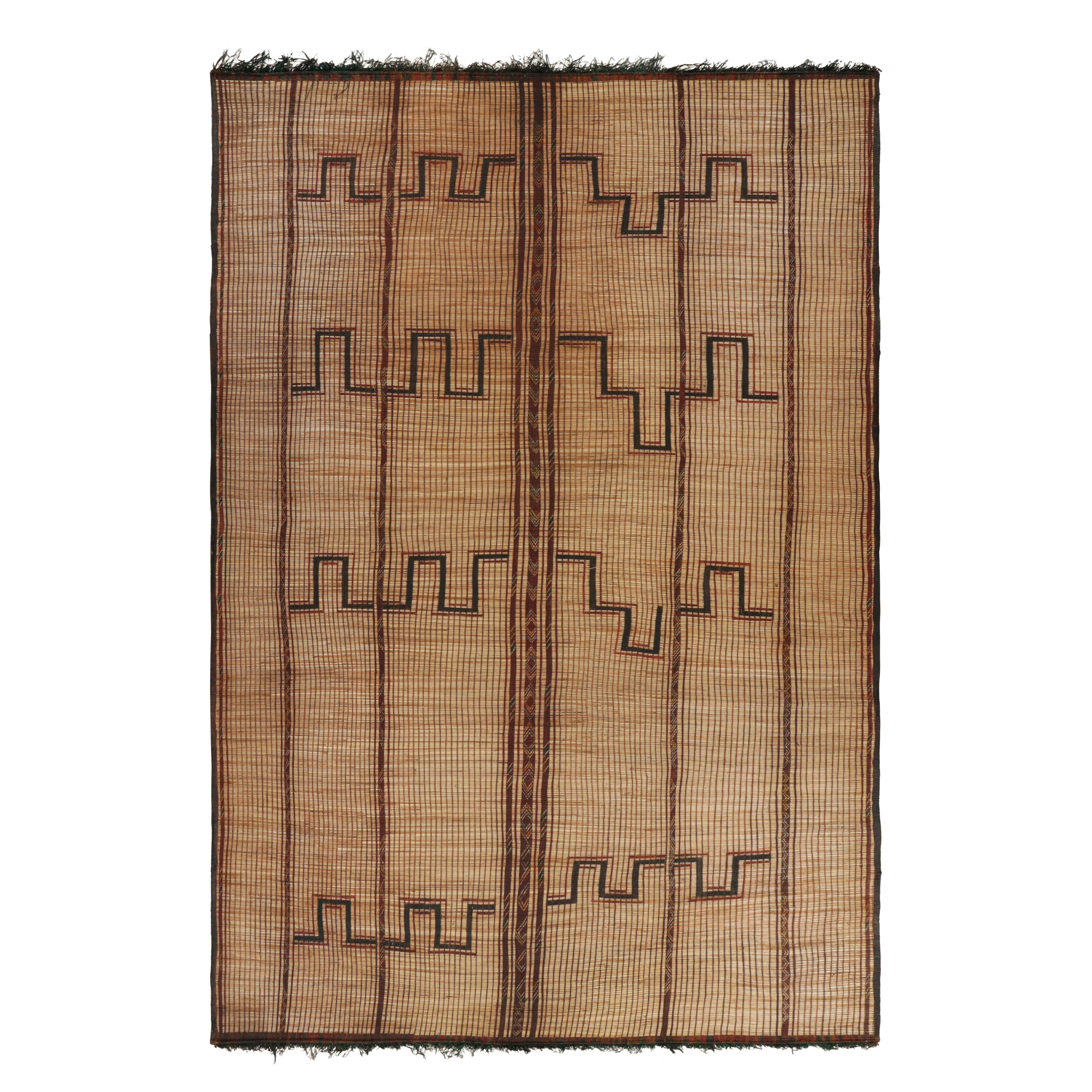 Alfombra Tuareg Vintage Sobredimensionada con Motivos Geométricos Marrones - Rug & Kilim
