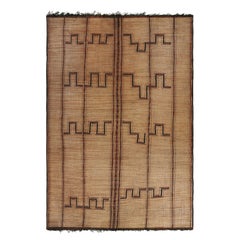 Alfombra Tuareg Vintage Sobredimensionada con Motivos Geométricos Marrones - Rug & Kilim