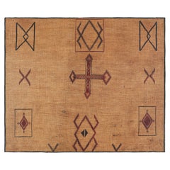Alfombra Tuareg Vintage con Motivos Geométricos Beige-Marrón y Rojo - Rug & Kilim