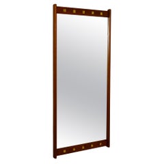 Specchio scandinavo vintage Déco in teak e ottone