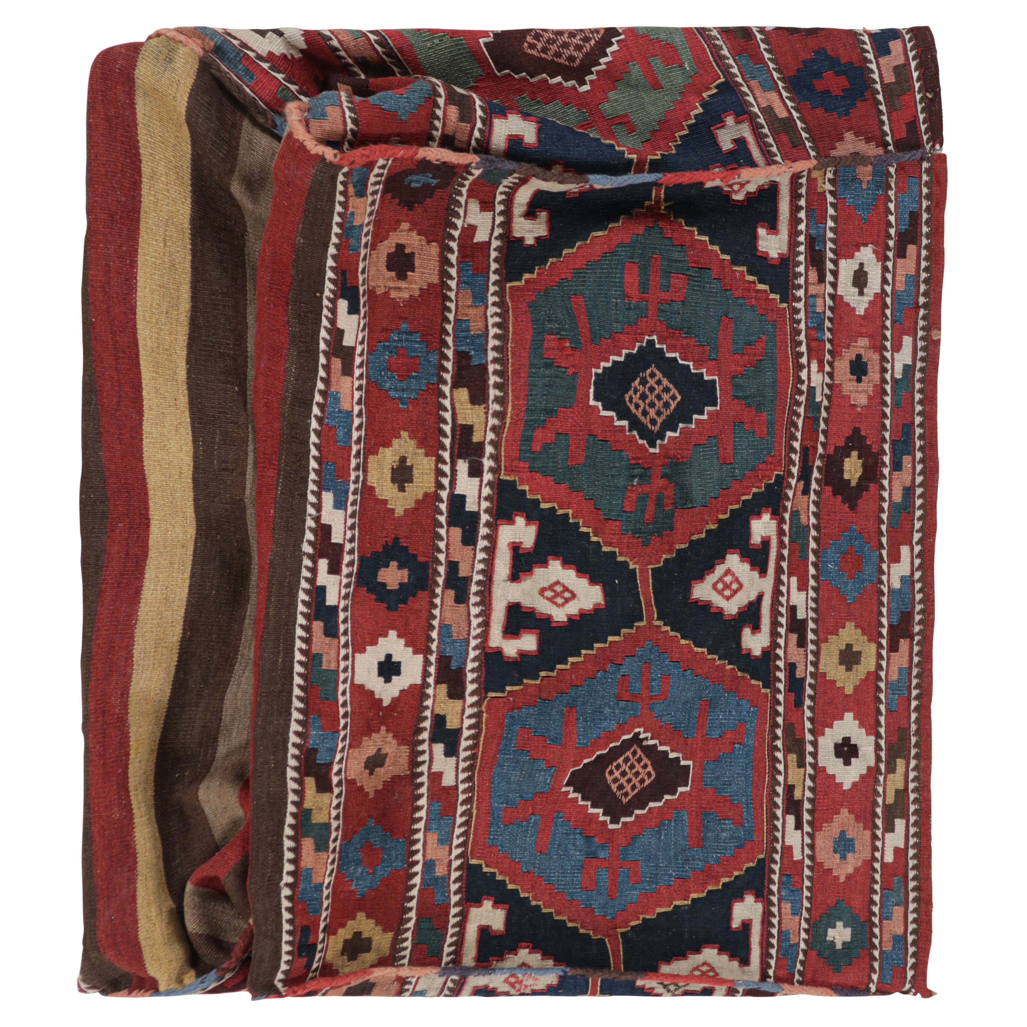 Antique Russian Tribal Bag Kilim with Geometric Patterns - Rug & Kilim