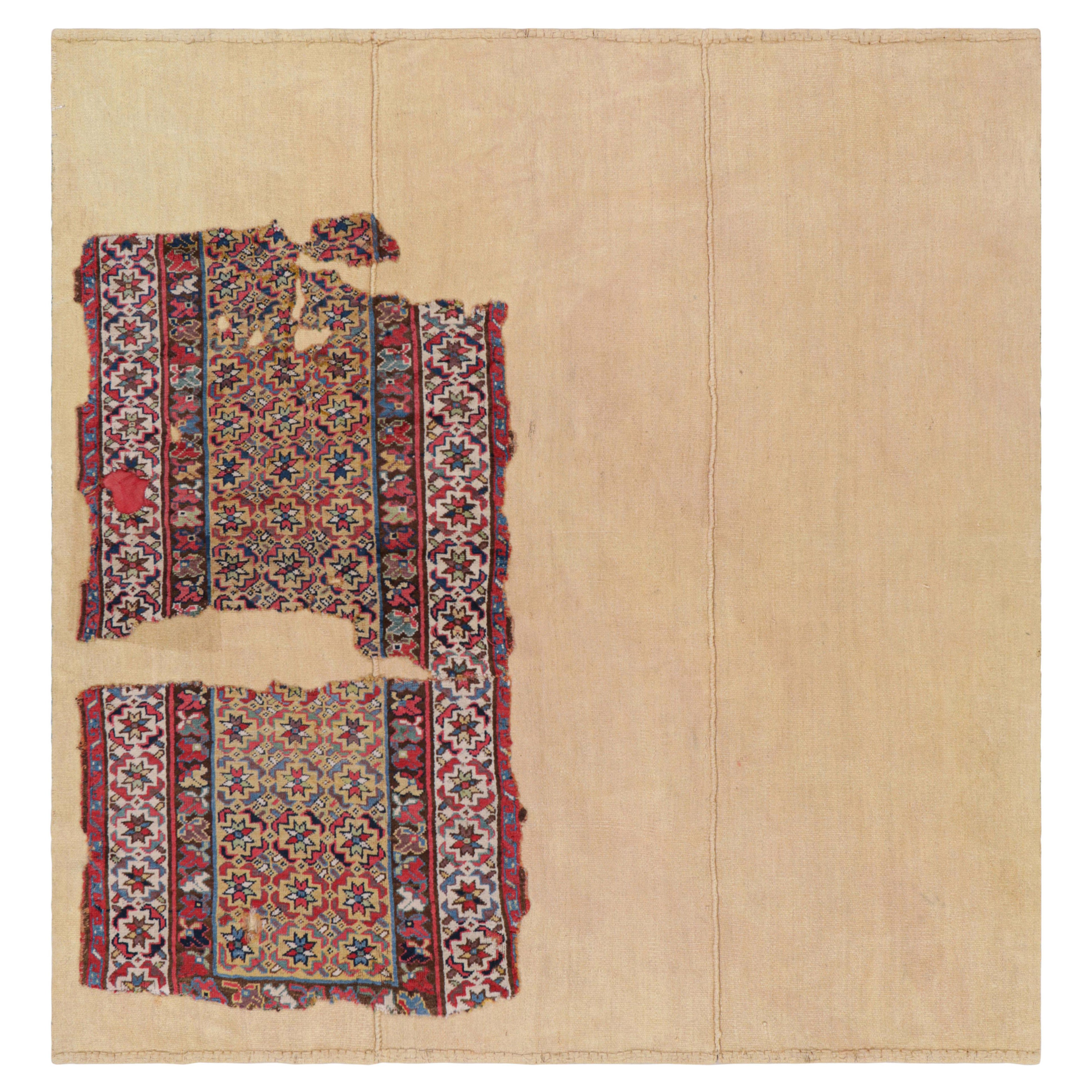 Vintage Stammes-Teppich-Fragment mit Flachgewebe Rückseite geschichtet - Rug & Kilim