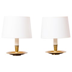 Pair of Neoclassical Style Bronze Candlestick Table Lamps, France 1960s