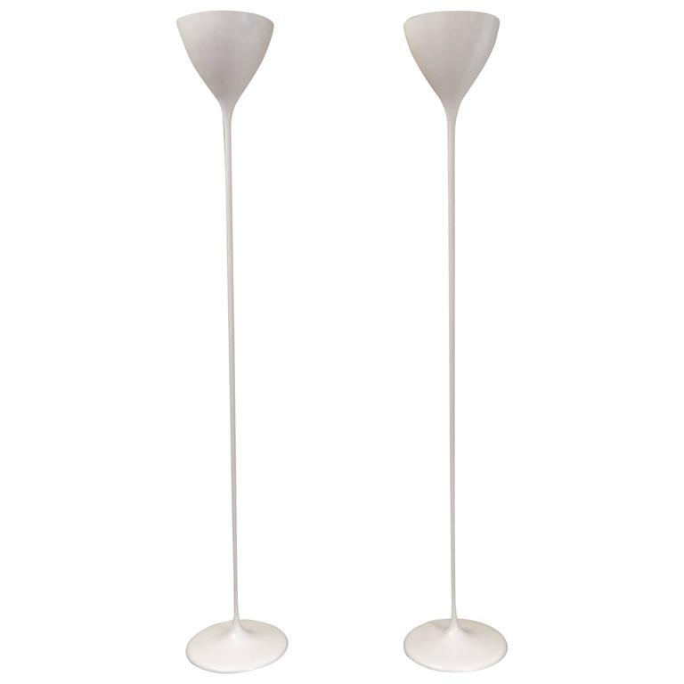 Two White Max Bill Torchiere Lamps Floor B A G Turgi Switzerland