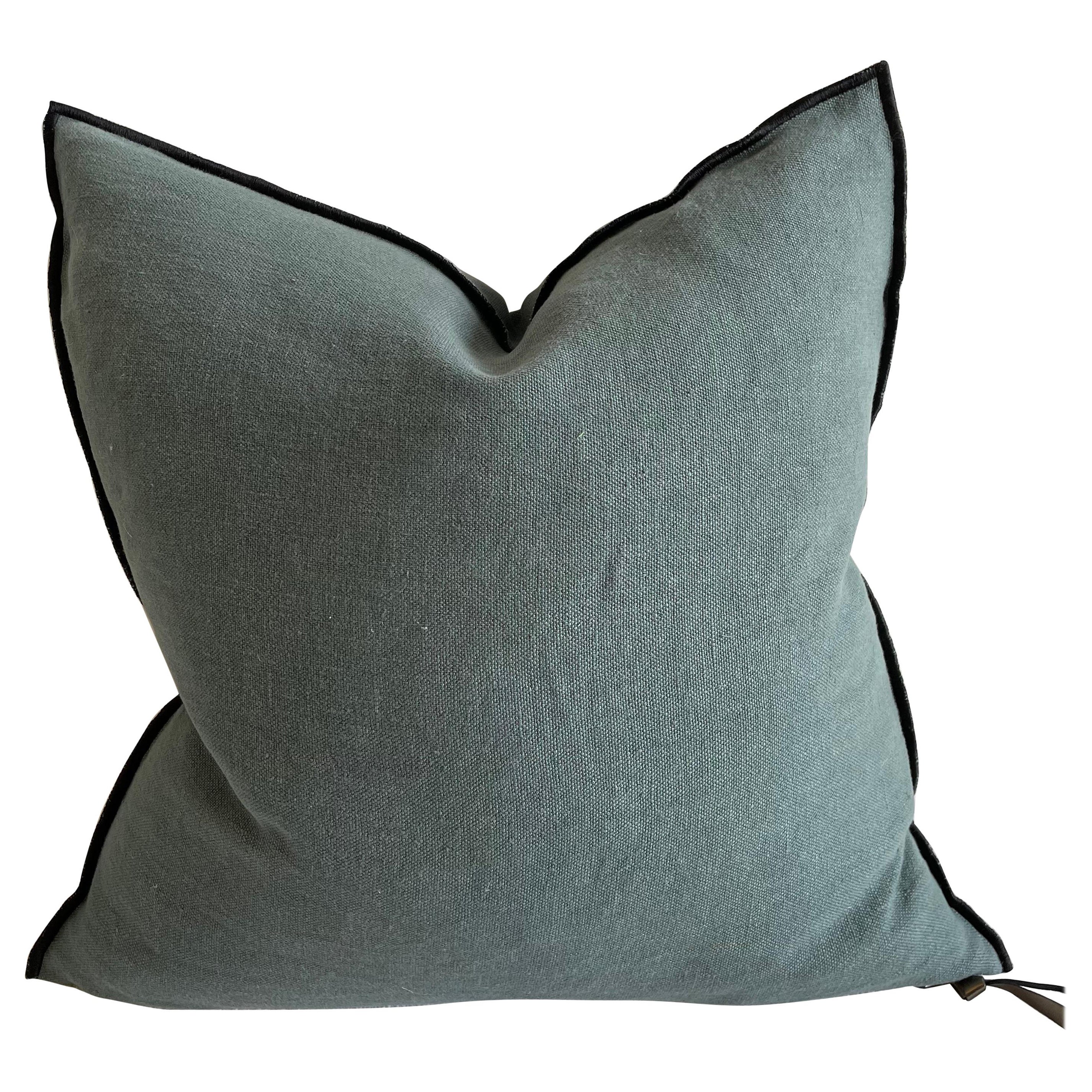 Stone Wash French Linen Accent Pillow For Sale