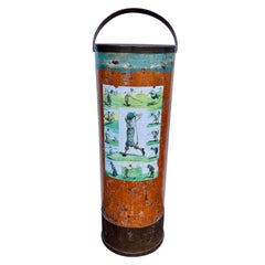 Vintage Art of Vintage Umbrella Cane Stand Barrel with Golfers