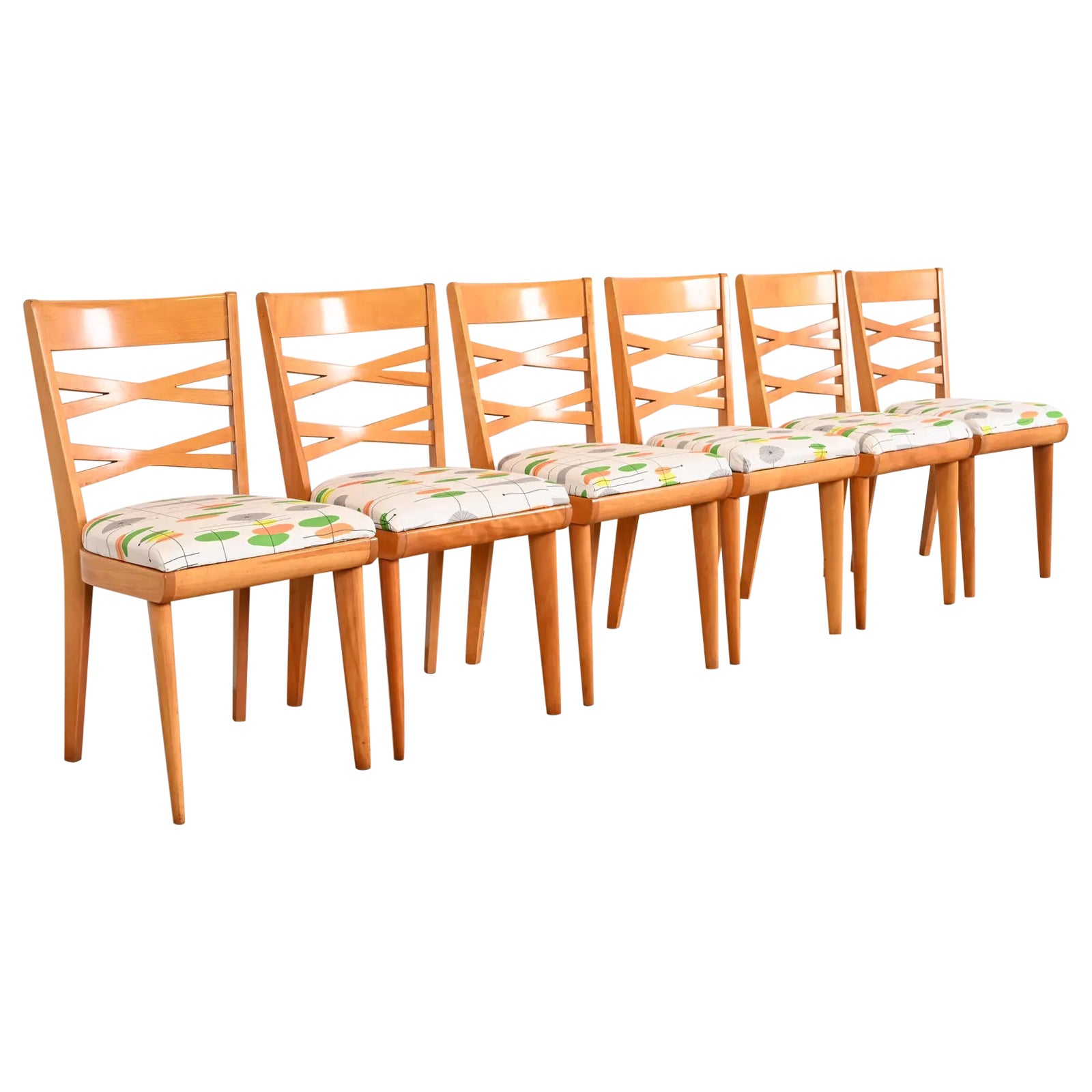 Heywood Wakefield Mid-Century Modern Solid Maple Dining Chairs, Set of Six
