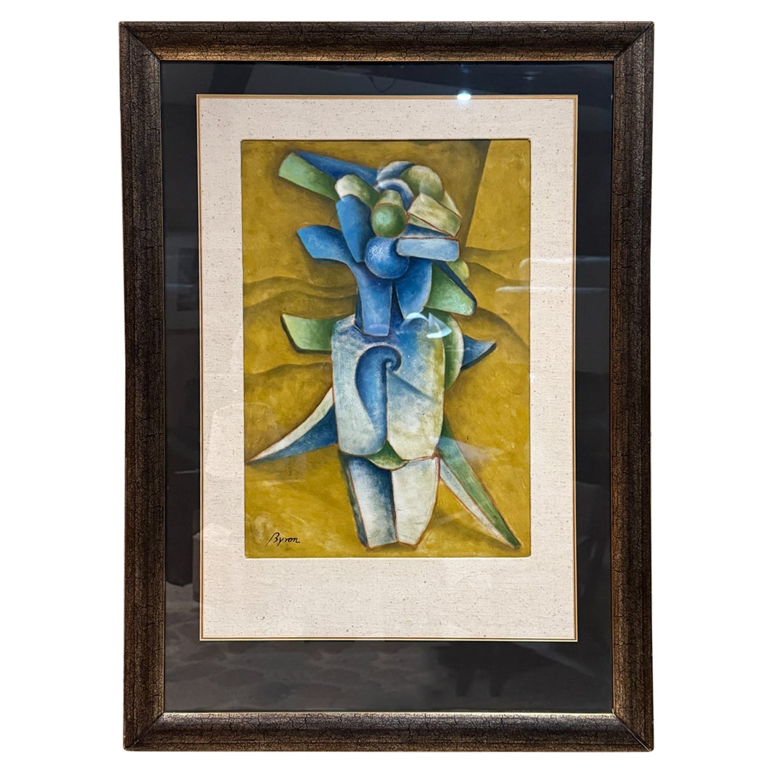 1980 Byron Gálvez Arte astratta Blu Pastello Messico