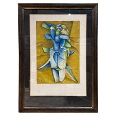 1980 Byron Gálvez Art abstrait Bleu Pastel Mexique