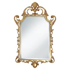 Miroir mural biseauté de style Louis XV français du 20e siècle en cuivre massif