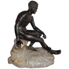 Wonderful 19th Century Bronze and Marble Group of "Hermes"