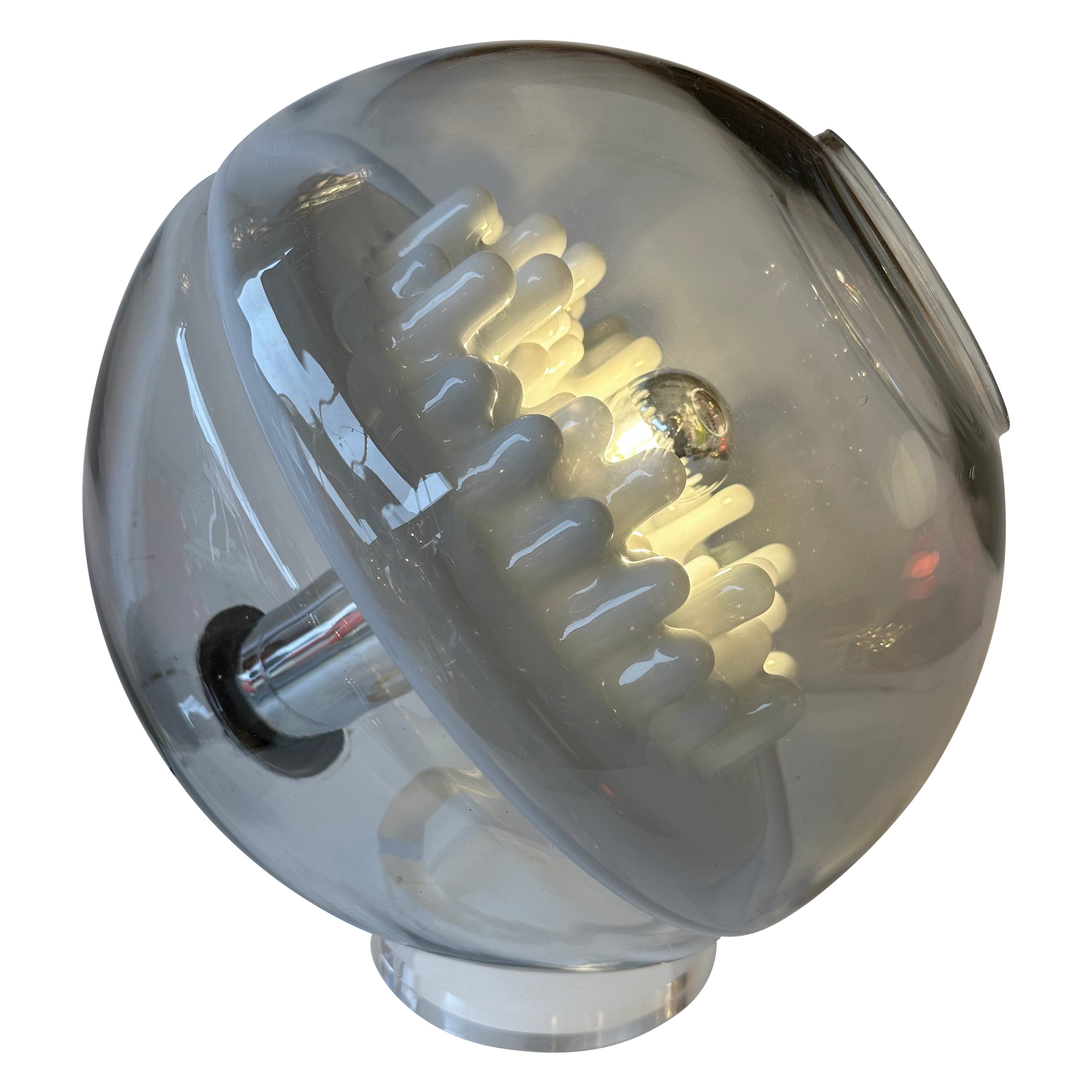 Lampada Space AGE in vetro di Murano e lucite di Leucos, Italia, anni '70