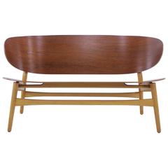 Rare Danish Modern "Shell" Settee Designed by Hans Wegner