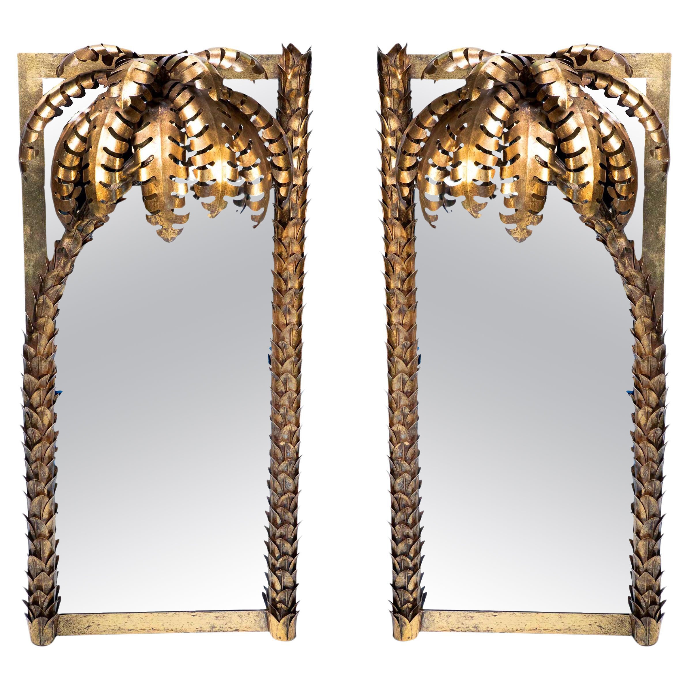 Gilded Palmer Set of 2 Mirror For Sale