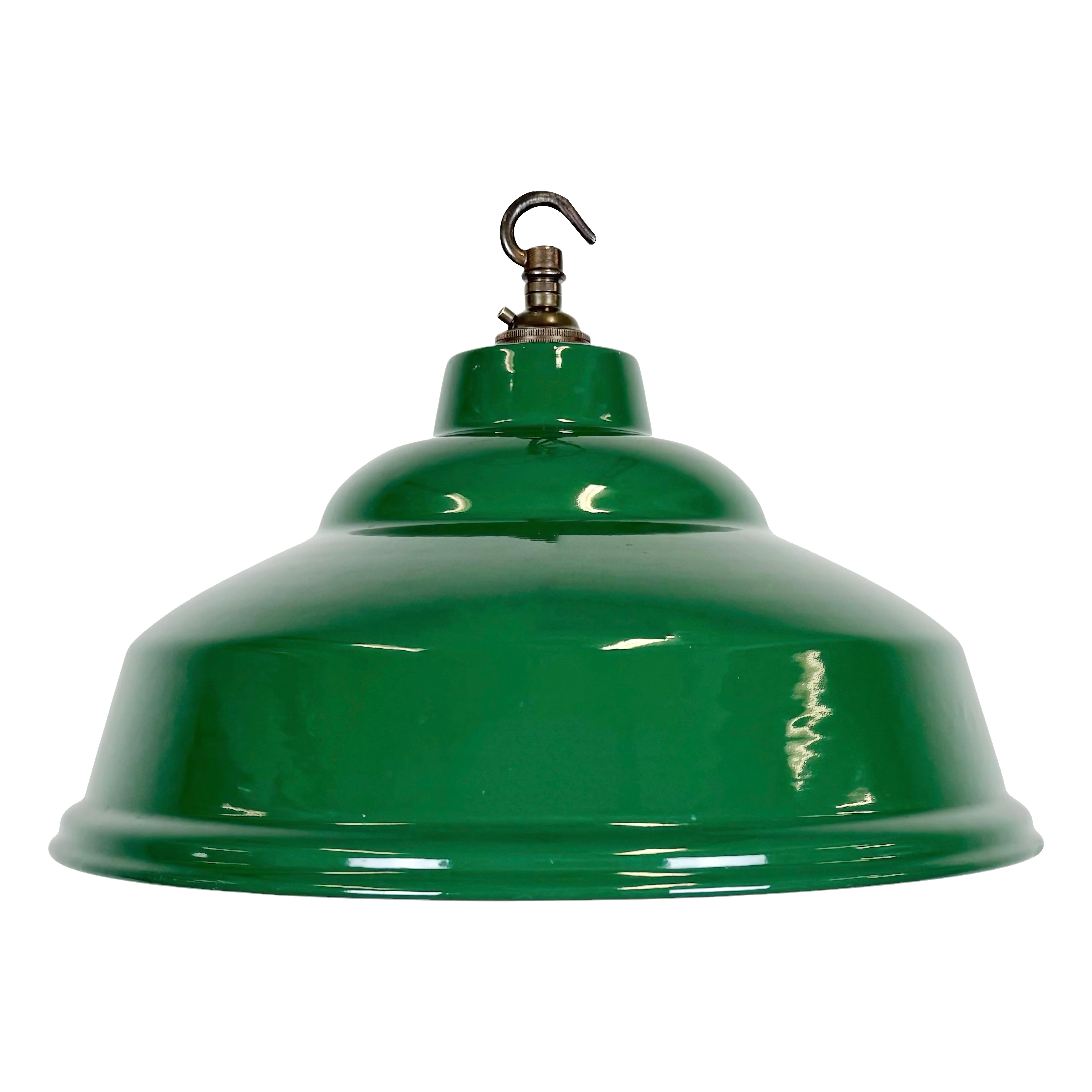 Industrial British Green Enamel Factory Pendant Lamp, 1960s