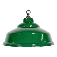 Industrial British Green Enamel Factory Pendant Lamp, 1960s
