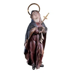 18th Century Carved Wooden Mater Dolorosa (Our Lady of Sorrows) Statue Sculpture
